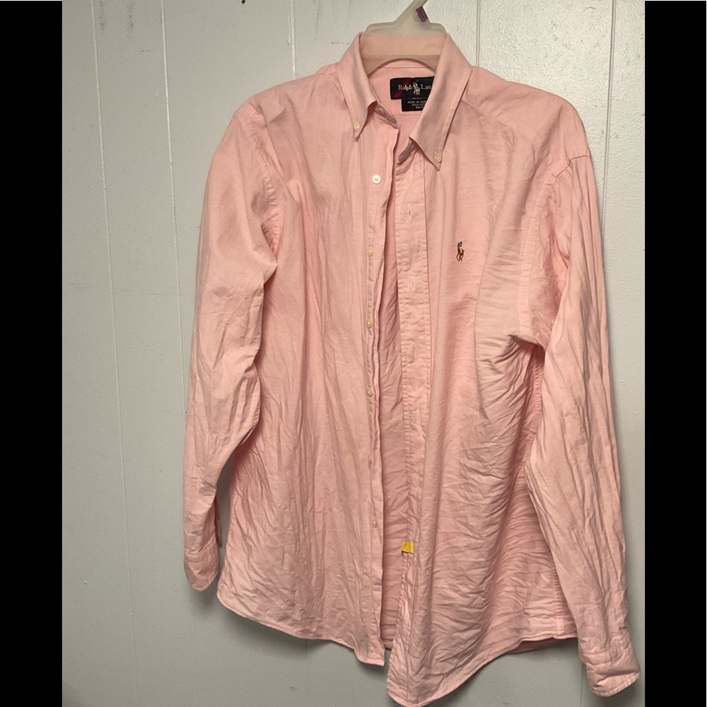Ralph Lauren Big Kids Button Down Pink Oxford Dress Shirt.